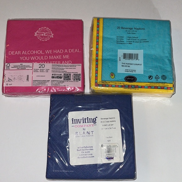 Funny Cocktail Beverage napkins 3 different packs of paper napkins - Picture 8 of 8